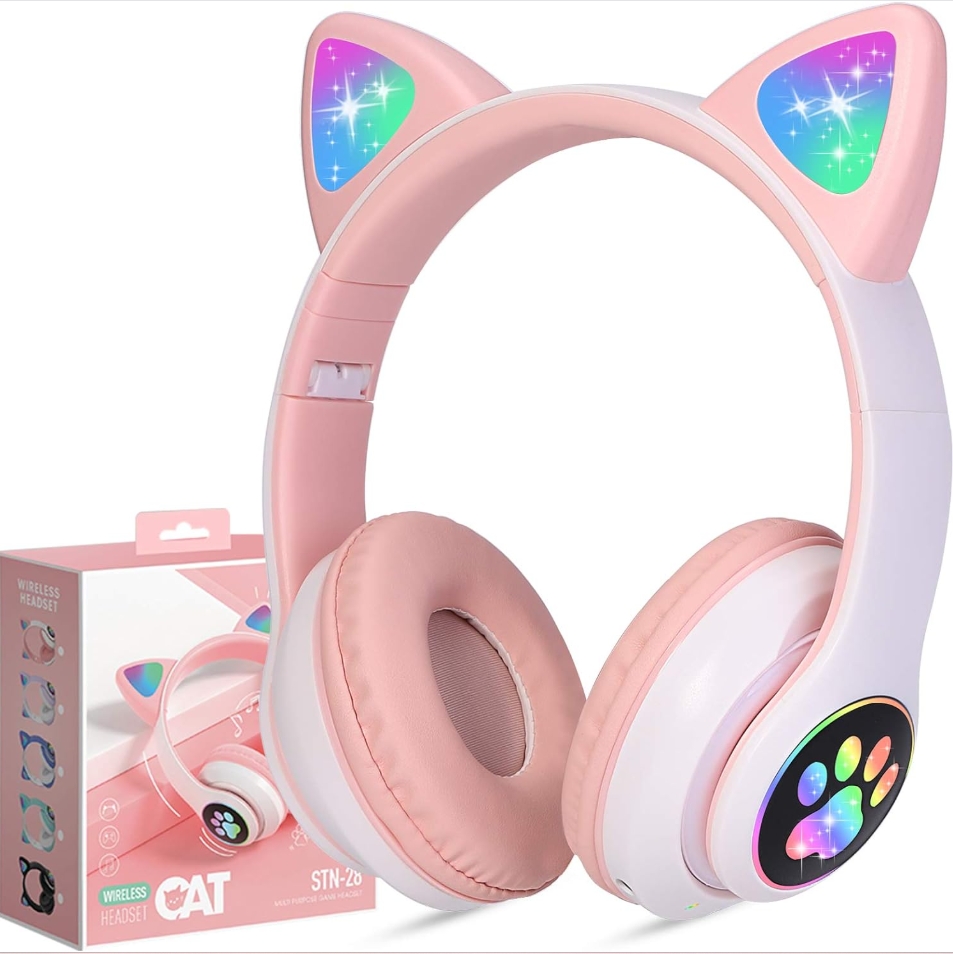STN-28 Wireless Cat-Ear Headphones with LED, Mic, AUX/TF - Image 3