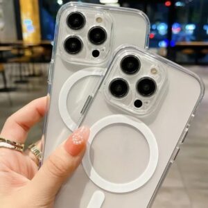 Iphone Transparent Cover For Apple IPhone 17/16/15 / 14 / 13 / 12 / 11 / 11 Series Magsafe Magnetic Wireless Charging Case Clear Transparent Shockproof Back Cover Phone case