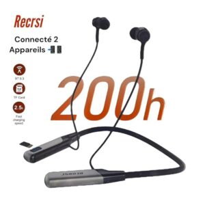 Recrsi Wireless Neckband Bluetooth Earphone RE-NY060 Charging Backup 200 Hours