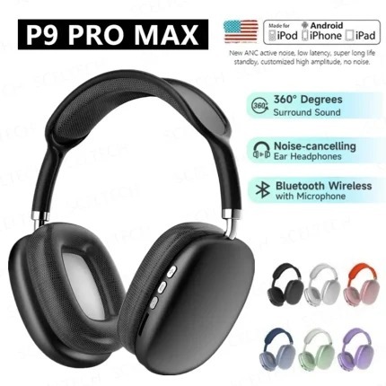 P9/ P9 Pro Max / P9 Plus Max Wireless Headphones with Microphone Noise Canceling Tws Earbuds Gaming Headset Stereo HiFi Earphones P9 Pro Max Gaming Headphone - Image 6