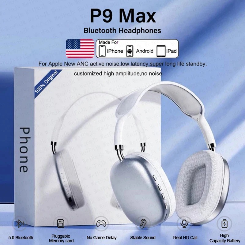 P9/ P9 Pro Max / P9 Plus Max Wireless Headphones with Microphone Noise Canceling Tws Earbuds Gaming Headset Stereo HiFi Earphones P9 Pro Max Gaming Headphone - Image 3